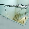 GVA01: main courante en inox poli miroirs plus verre 10mm trempe fixer avec une poutre en aluminium sur le sole.